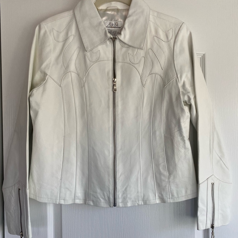 Aria Cream Leather Jacket